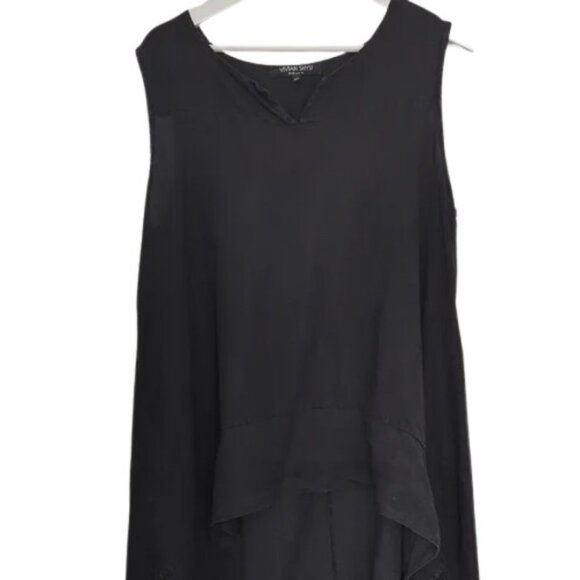 Vivian Shyu black linen asymmetrical high-low top size S/M - Picture 4 of 9